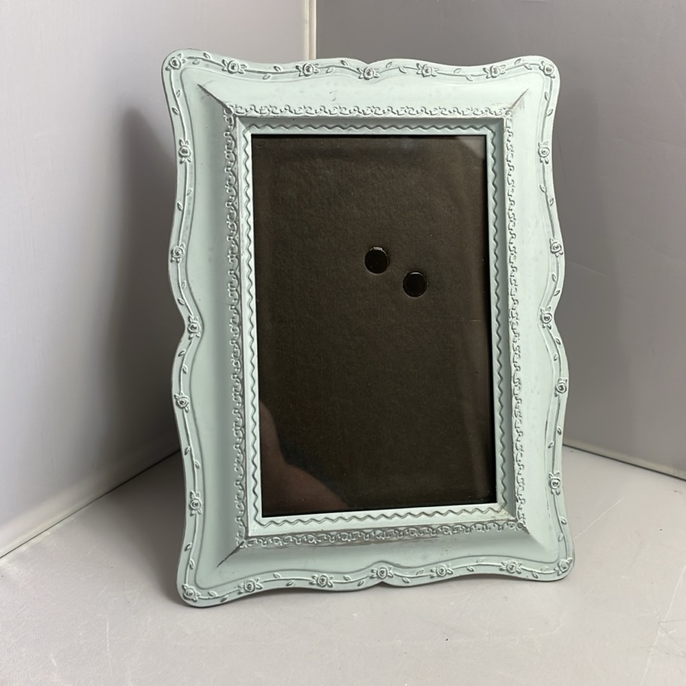 Malden Metal Robin Egg Blue Picture Frame with‎ Floral Border for 4x6” photo